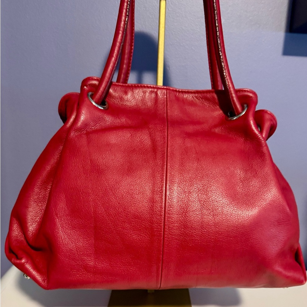 Furla Carmina Red Leather Shoulder Bag - Picture 2 of 7